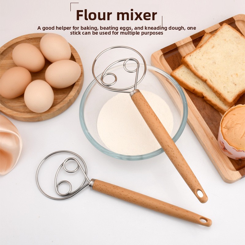 Danish Pancake Pan - ที่ตีส่วนผสมเดนมาร์กพร้อมด้ามพลาสติก1ชิ้นที่ตีขนมปังสไตล์ดัตช์สำหรับทำอาหารแป้งครัวทำจากสเตนเลสสตีล