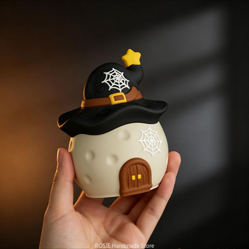 Potsticker Mold - แม่พิมพ์ซิลิโคนรูปขวดลูกกวาดทรงหมวกพ่อมด แม่พิมพ์ปูนปลาสเตอร์รูปหมวกพ่อมด แม่พิมพ์กระถางดอกไม้ปูนซีเมนต์สำหรับตกแต่งสวน ของตกแต่งฮาโลวีน