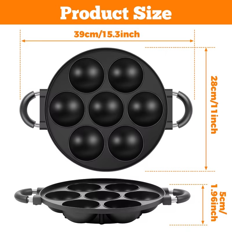 แม่พิมพ์อะลูมิเนียม 7 ช่อง สำห - Takoyaki Grill Plate บทวิจารณ์และราคา